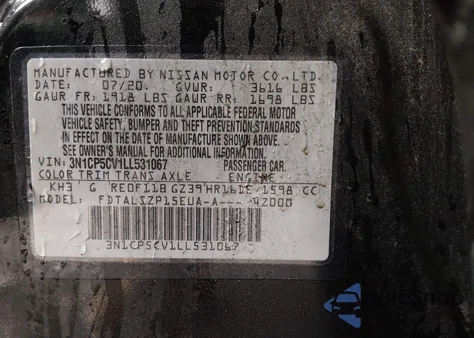 2020 Nissan Kicks Sv Xtronic Cvt z USA, uszkodzony, nr VIN 3N1CP5CV1LL531067